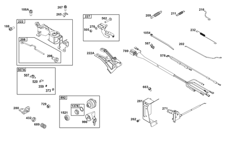 Controls Group Diagram and Parts List for 386447-0125-B5 200000 - 399999 Briggs and Stratton Engine